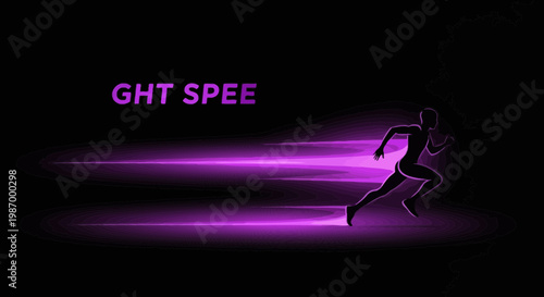 Running At Light Speed With Purple Energy Trails