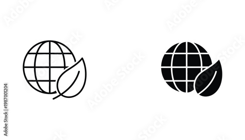 Globe Leaf Icon Global Environment Protection Sustainable Planet Concept