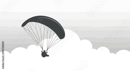 Silhouette Of A Paraglider Soaring Gracefully Above The Clouds