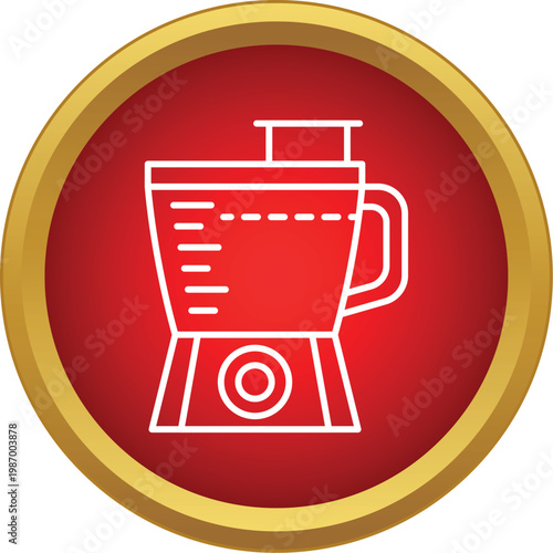 White outline illustrating a kitchen food processor blender for culinary use