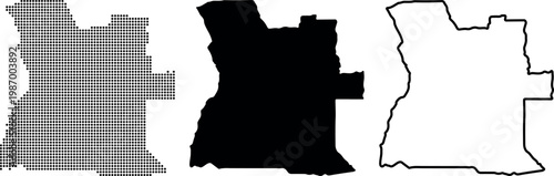 Dot map silhouette and outline of Angola on white background Keywords: Angola, map, dot map, silhouette, outline