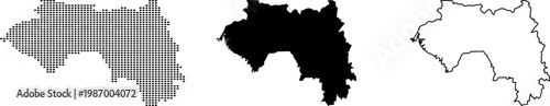 Guinea Map Set Dotted Silhouette Outline Vector island