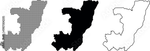 Republic of Congo map dot filled silhouette and outline on white Keywords: Republic of Congo, map, Africa, country
