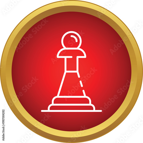 Chess pawn icon on a red button symbolizing strategy and important decisions