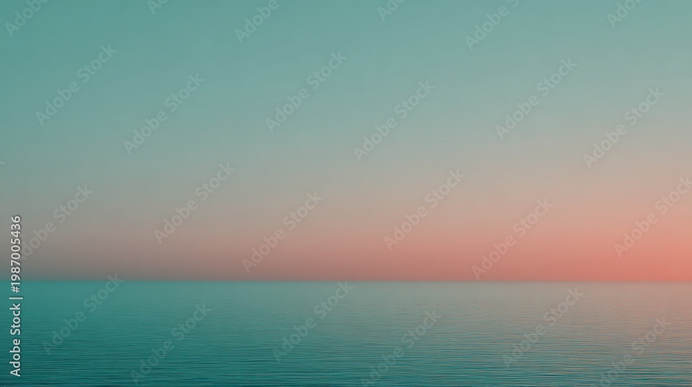 Obraz premium Tranquil ocean horizon at sunset with gradient sky and calm water