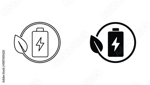 Green Energy Battery Charging Sustainable Technology Icon