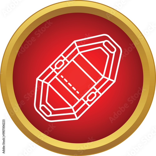 Inflatable rubber boat vector icon for water sports and outdoor activities