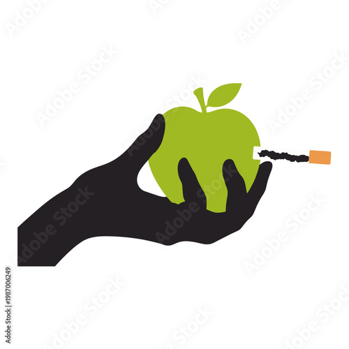 A hand holding a green apple instead of a cigarette—the concept behind World No Tobacco Day 