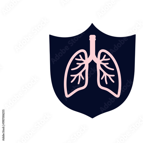Lungs illustration in pink color on dark shield background for World No Tobacco Day  