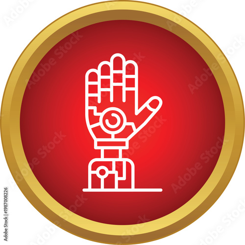 Robotic hand icon symbolizing future technology, cybernetics, and human augmentation