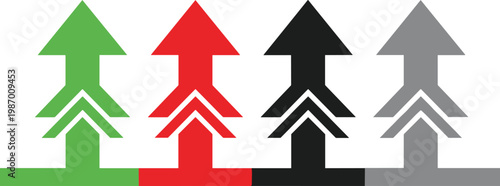 Upward arrow icon set growth direction progress increase indicator business success navigation symbol flat vector illustration collection