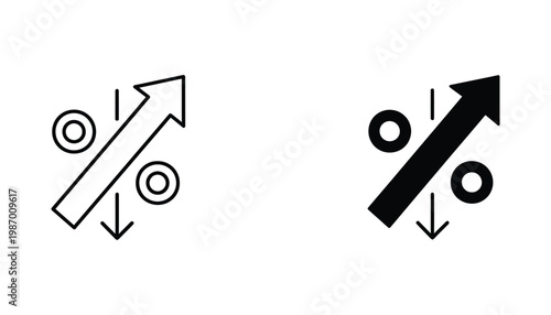 Percent Rate Change Icon Up Down Arrow Financial Market Analytics