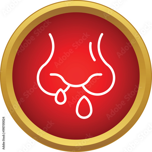 Nose bleeding icon depicting epistaxis or nasal hemorrhage in a flat style