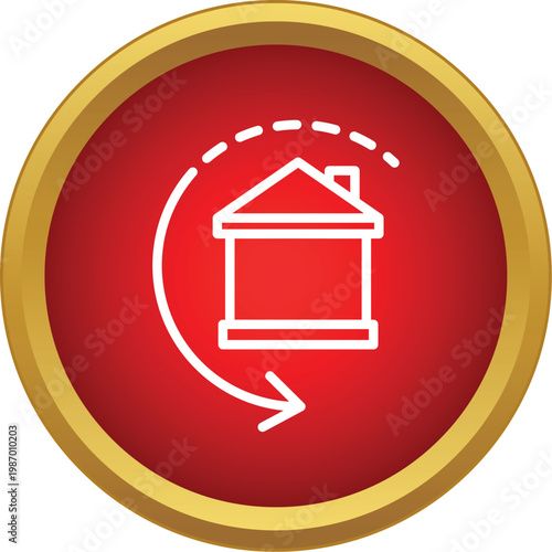 House line icon with encircling arrow, symbolizing renovation or improvement process