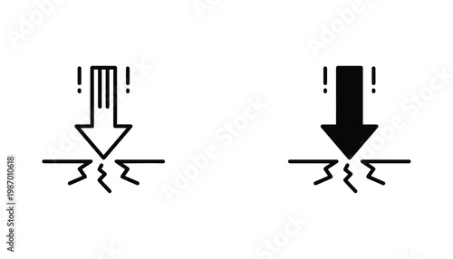 Impact Arrow Icon Downward Force Critical Attention Point