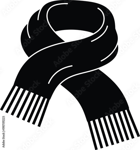 Winter scarf icon vector warm clothing accessory silhouette seasonal fashion symbol knitted neckwear minimal black editable design element