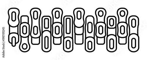 Abstract black and white vector illustration featuring interconnected rounded organic shapes. Clean, minimalist design for modern backgrounds or patterns.