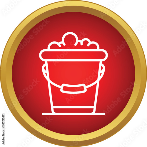 Cleaning bucket filled with foam and soapy water, representing housework and hygiene