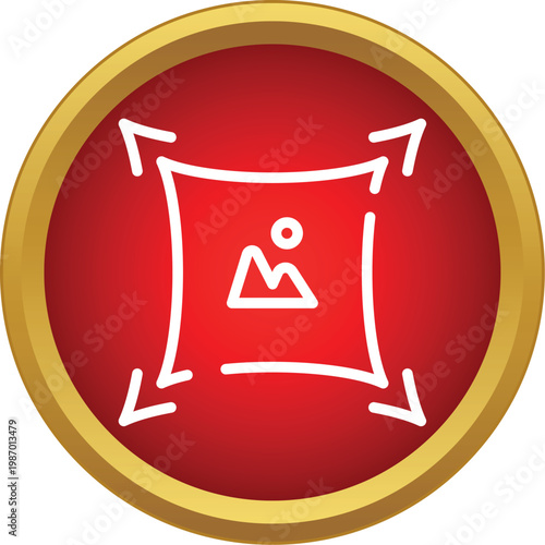 Icon showing a picture frame expanding to full screen for user interface