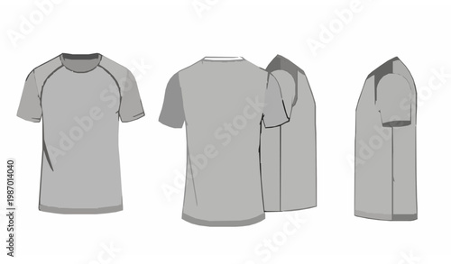 Men sports t shirt vector technical illustration multi view apparel design template flat style