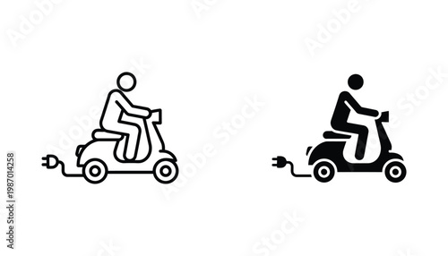 Electric Scooter Rider Charging Urban Mobility Icon