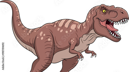Cartoon Tyrannosaurus Rex Dinosaur Character in Attack Pose for Kids, Prehistoric, Jurassic, and Wildlife Animal Designs