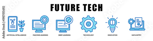 blue - Future Tech web banner icon vector illustration concept