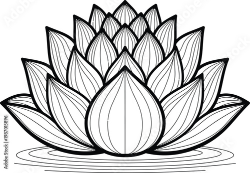 Lotus flower coloring page line art