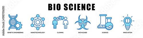 blue - Bio Science web banner icon vector illustration concept