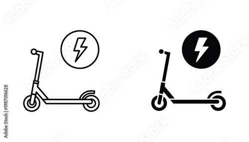 Electric Scooter Charging Symbol Urban Mobility Vector