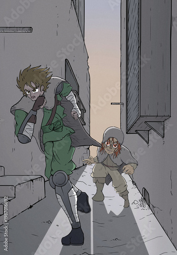 Two characters running