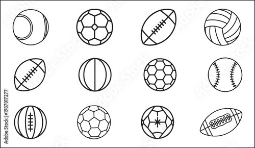 A collection of various sports balls Vector