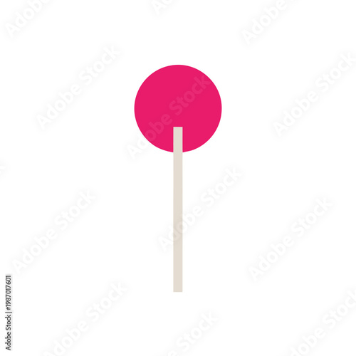 Lollipop Simplicity: A minimalist depiction of a lollipop, featuring a vibrant pink candy atop a simple stick, embodying the essence of playful sweetness and childlike joy.