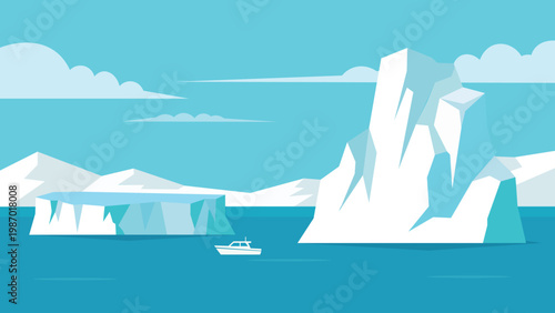 Fragmented Ice Coast Arctic Flat Design Horizon