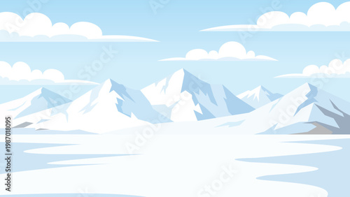 Frozen Plains Stretch Arctic Flat Design Silence