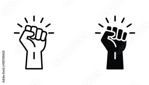 Fist Clenched Icon Protest Symbol Black White Empowerment Graphic
