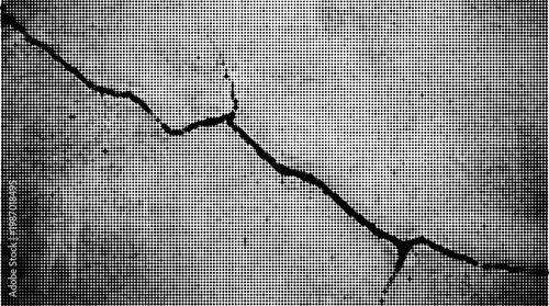 Halftone vector concrete texture overlay with cracked surface