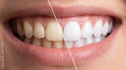 Dramatic Before and After of Professional Teeth Whitening for a Radiant, Confident Smile, Highlighting Dental Transformation