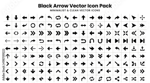 Black Arrow Vector Icon Pack Minimalist and Clean Directional Symbols Collection