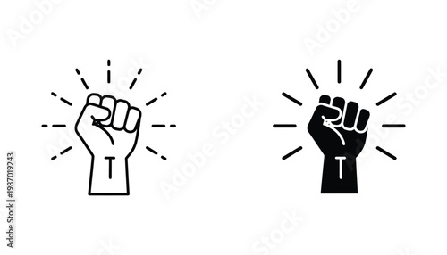 Fist Clenched Sparking Power Icon T Letter Activism