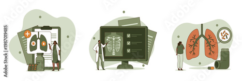 Medical illustration of human lungs and doctor consultation with lungs icon health care medical check human organ chart report respiratory healthcare illustration pulmonary