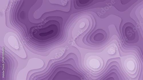 Abstract Purple Topographic Layered Background with Soft Contour Shapes and Gradient Depth