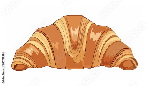 Detailed croissant vector illustration for bakery and breakfast isolated on white background