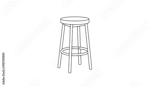 Bar stool line art vector illustration isolated on white background