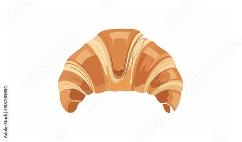 Modern croissant vector illustration with detailed texture on white background