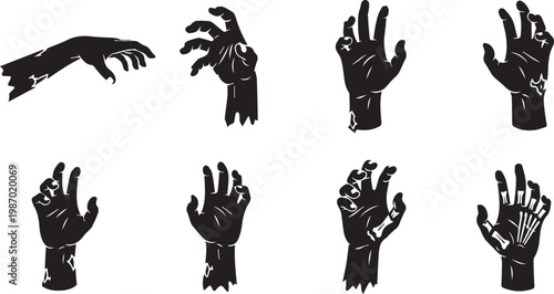 Zombie Hands Silhouette Collection for Halloween Horror Design