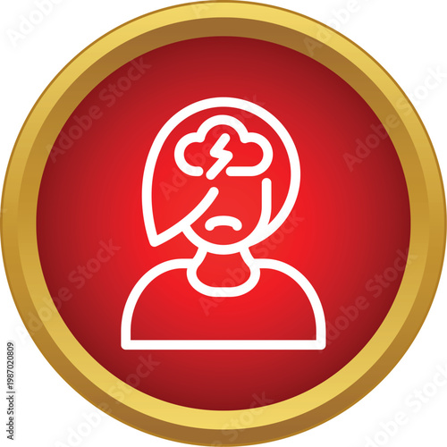 Person icon showing stress or depression with a thunder cloud in their head