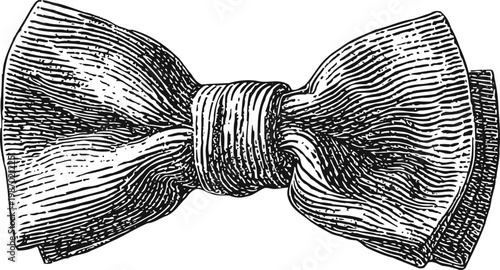 Vintage hand drawn bow tie illustration classic men's fashion accessory with detailed texture