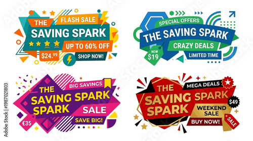 Colorful Promotional Badges for Sales and Discounts