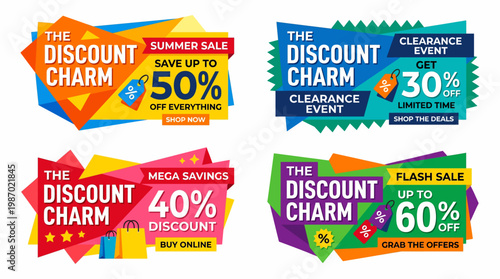 Colorful Discount Charm Sale Badges for Promotions